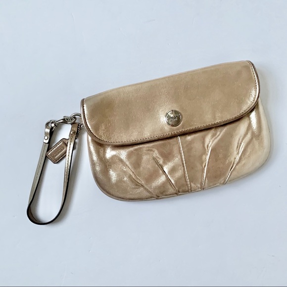 Coach Handbags - Coach Gold Wristlet Handbag.
